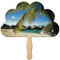 Cloud Stock Shape Fan w/ Wooden Stick